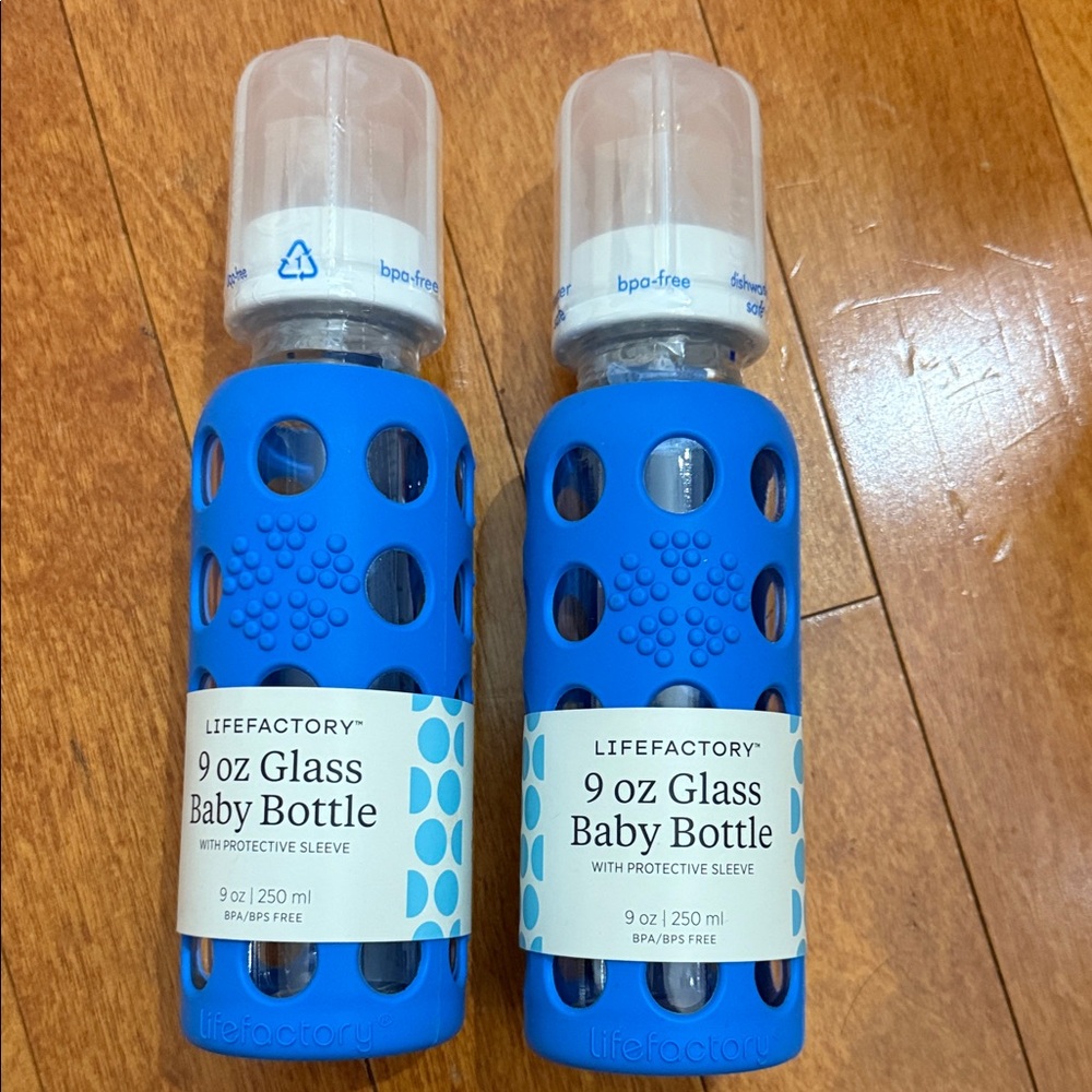 Blue Glass Baby Bottle 9 oz